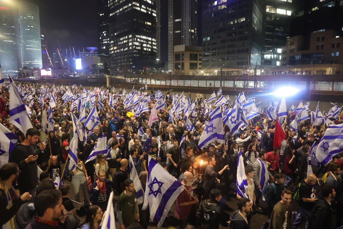 Protestas en Tel Aviv, este sábado. EFE. 