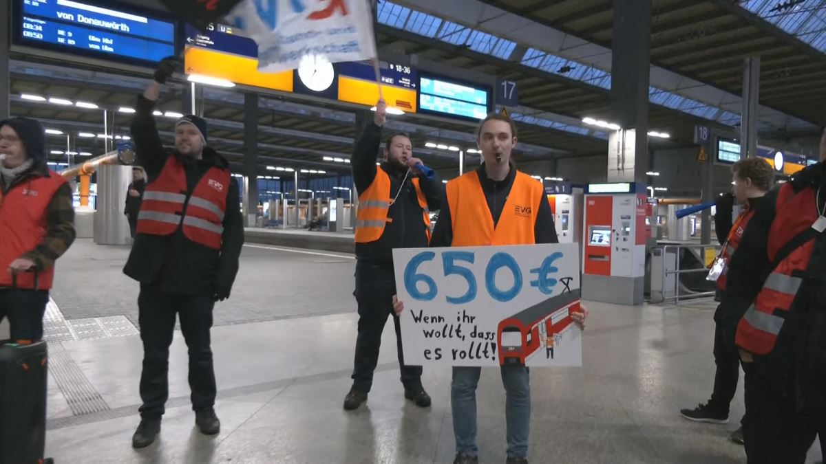 Huelga en Alemania. Imagen obtenida de un vídeo de Agencias.
