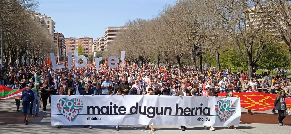 Manifestación de EH Bildu en Pamplona. Foto: EITB