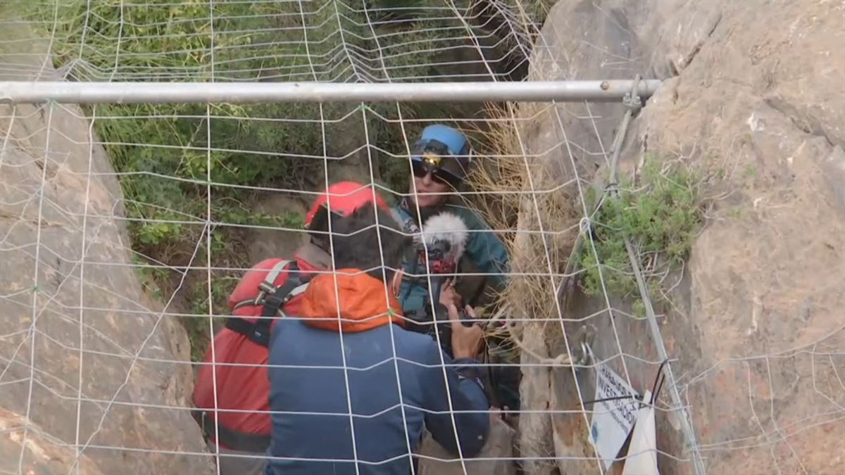 Beatriz Flamini en el momento que salía de la cueva de Granada en la que ha estado año y medio.