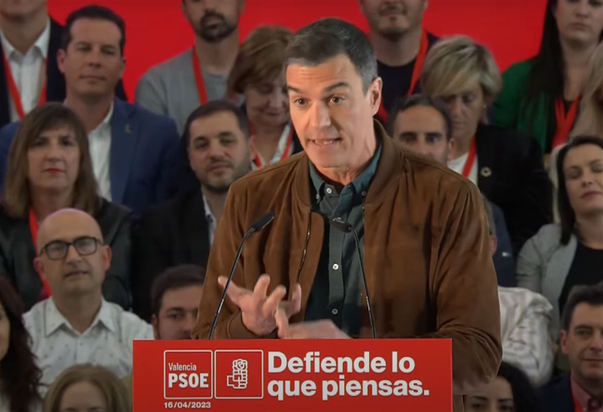 Pedro Sánchez en su intervención en el acto de Valencia.