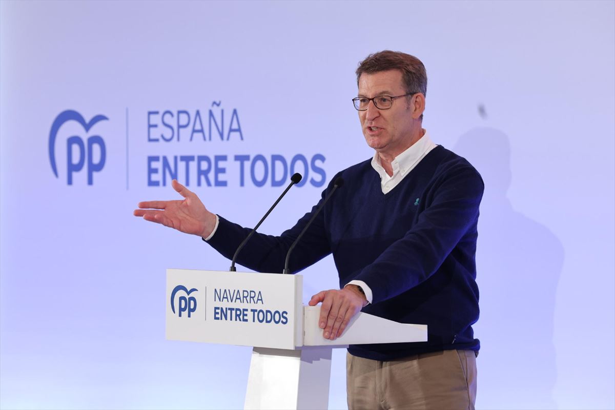 Alberto Nuñez Feijoo en su intervención en Navarra. Foto: EFE