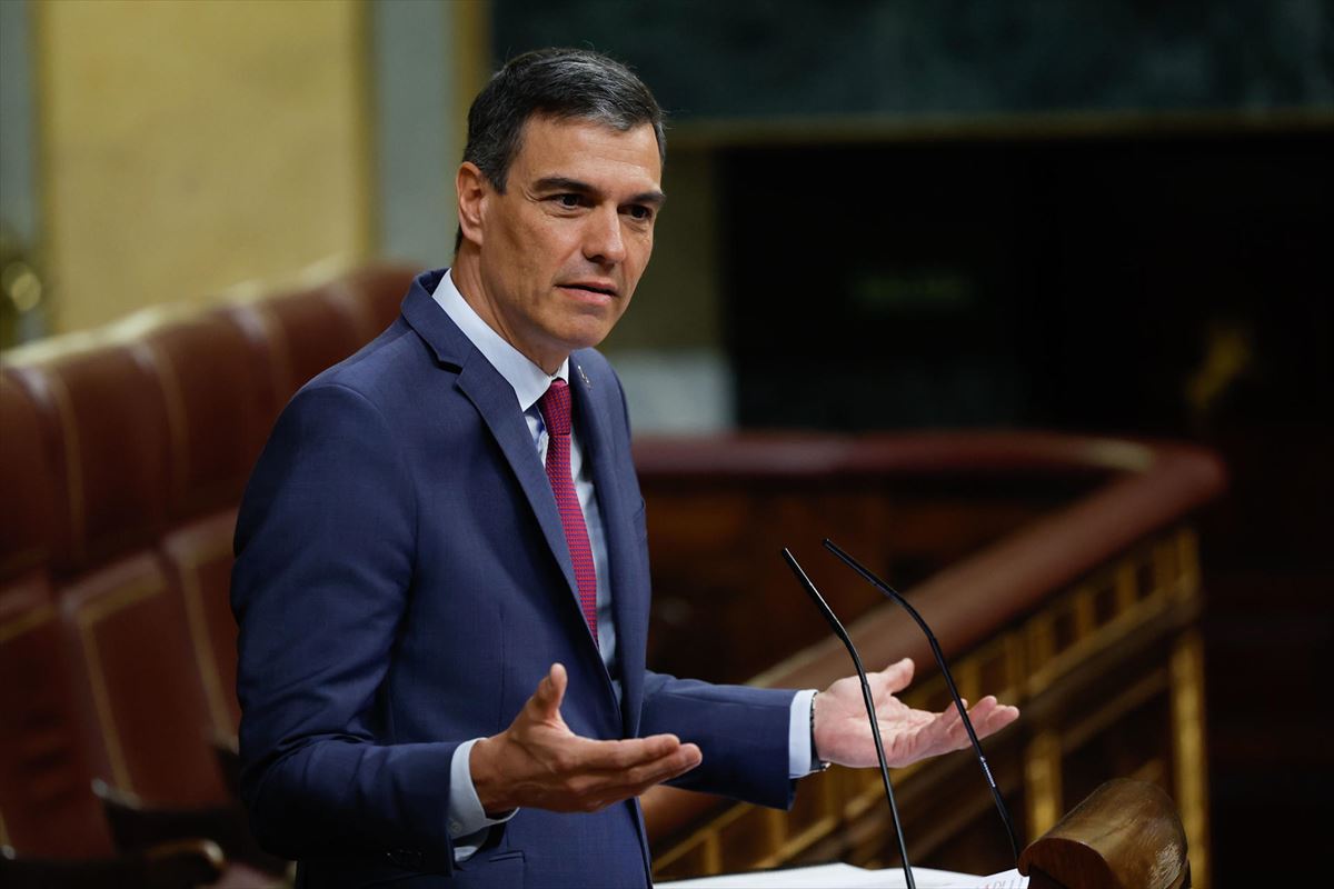 Pedro Sanchez Espainiako Diputatuen Kongresuan egin duen agerraldian. Argazkia: EFE
