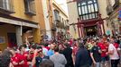 La afición de Osasuna anima las calles de Sevilla con sus cánticos