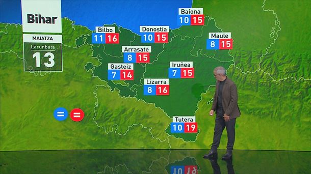 Larunbaterako tenperaturak. Argazkia: EITB MEDIA.