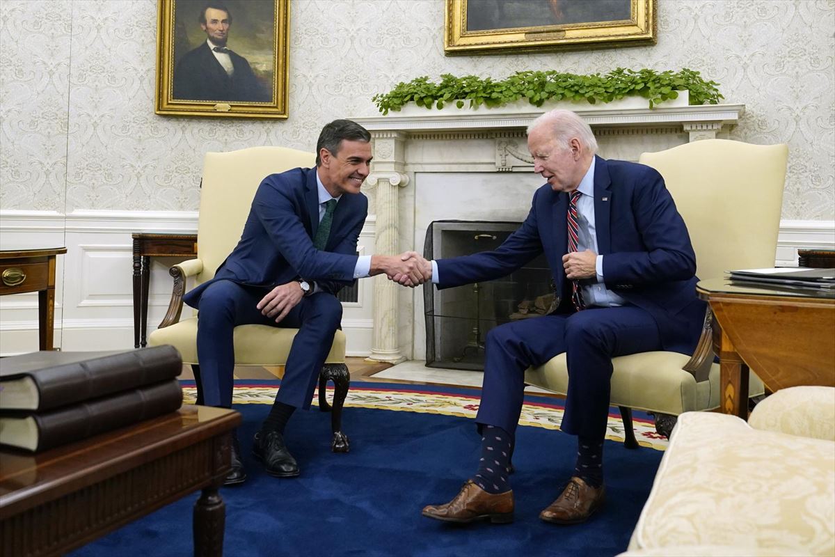 Pedro Sánchez se ha reunido con Joe Biden en la Casa Blanca. Foto: EFE
