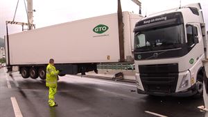 Istripua izandako kamioi batek artaziarena egin du N-1ean, Andoain parean