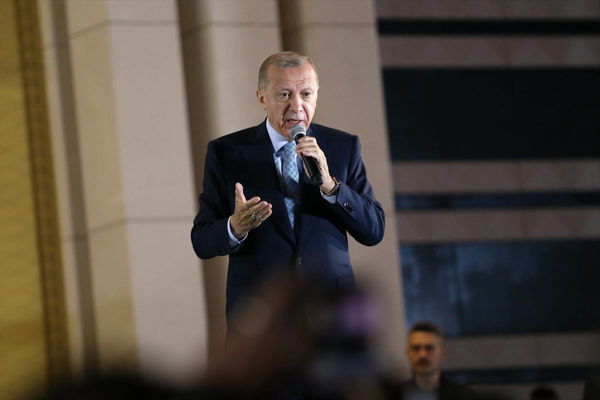 Erdogan, en su discurso  tras vencer en la segunda vuelta de las elecciones. Foto: EFE