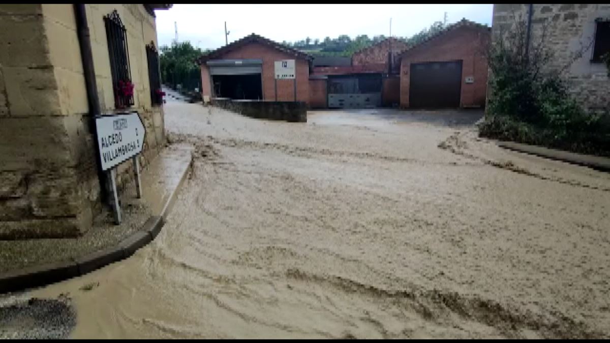 Las lluvias provocaron una riada en Bergonda, Araba, el 30 de mayo. Foto: EITB Media.