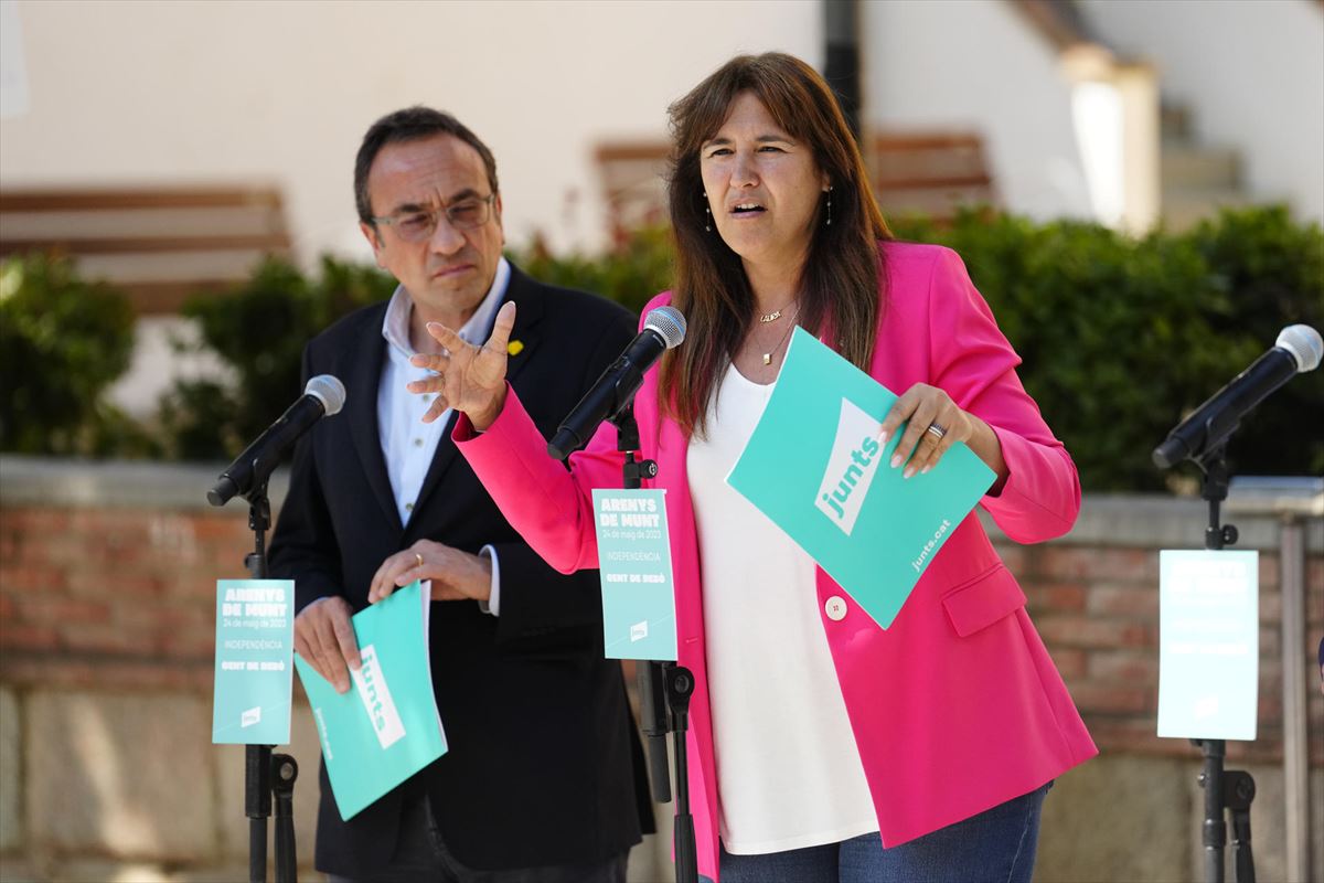 Laura Borras Kataluniako Parlamentuko presidentea azken hauteskunde-kanpainan.