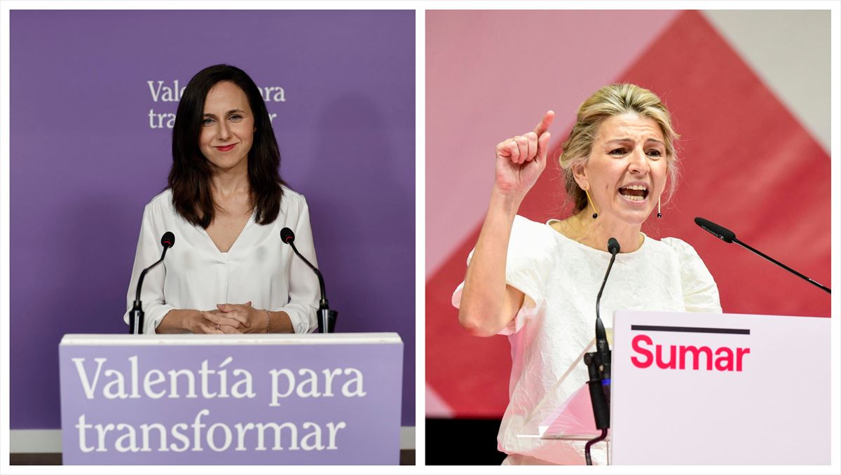 Ione Belarra (Podemos) eta Yolanda Diaz (Sumar). Irudia: EITB Media