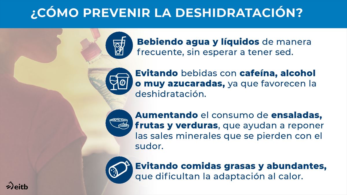 Recomendaciones para evitar la deshidratación.