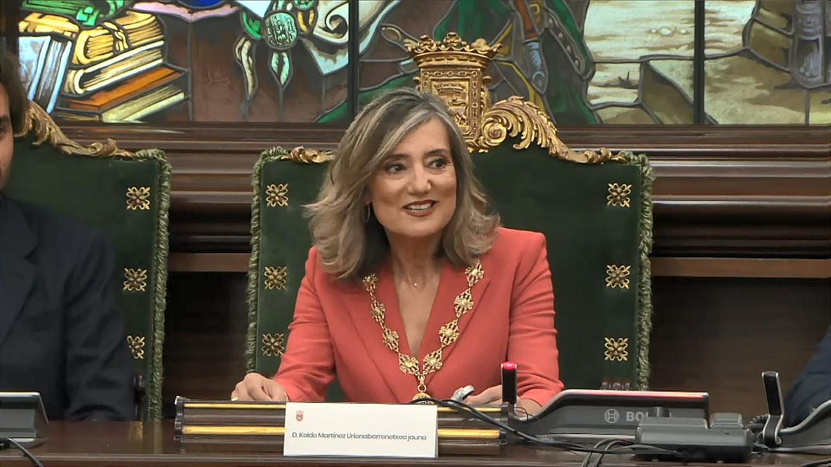 La nueva alcaldesa de Pamplona, este sábado. Foto: EITB Media