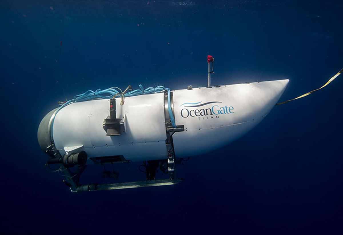 Exterior del submarino turístico 'Titán'. Foto: EFE / Ocean Gate