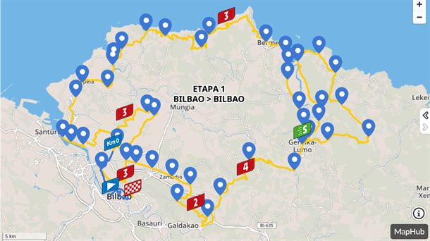 Mapa del recorrido de la 1ª etapa del Tour de Francia. EITB Media