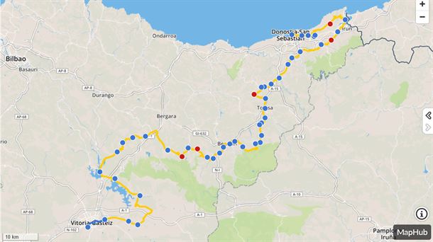 Mapa del recorrido de la 2ª etapa del Tour de Francia. Foto: EITB Media