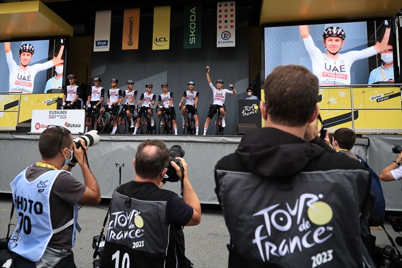 Tadej Pogacar 1. etapan. Argazkia: EFE