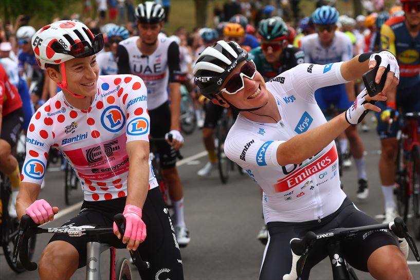 Neilson Powless eta Tadej Pogacar 2. etapan: Argazkia: EFE