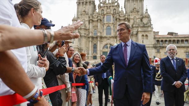 El candidato del PP y líder de ese partido, Alberto Núñez Feijóo, en el Día de Galicia. Foto: EFE