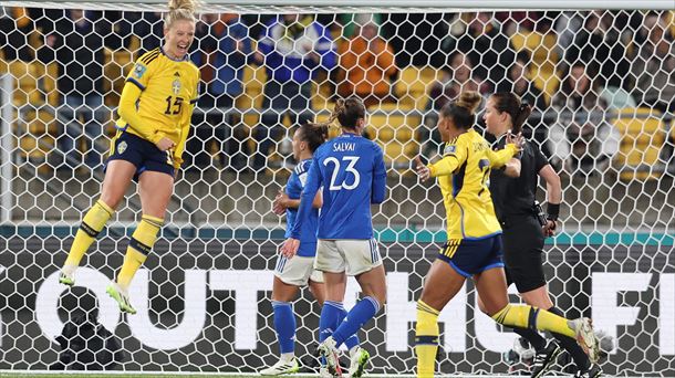 Jugadoras de Suecia celebrando un gol. Foto: EFE