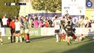 Momento de la lesión de Giuliano Simeone en el partido Burgos-Alavés de pretemporada