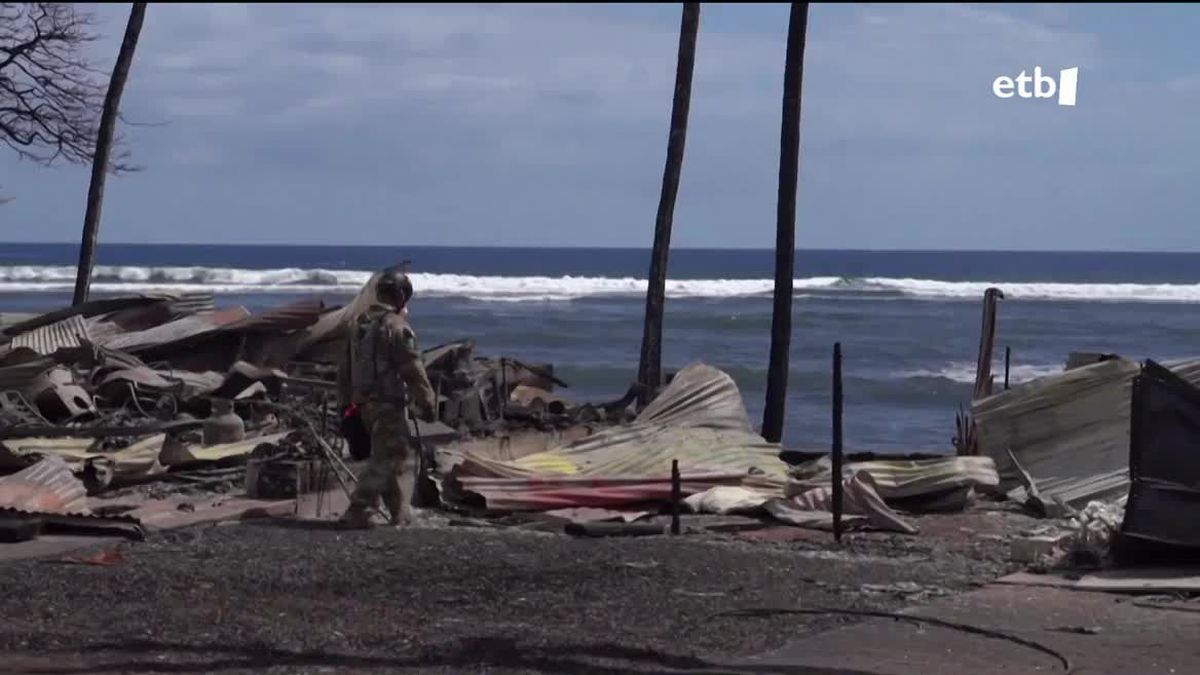 Suhiltzaile bat, Maui uhartean lanean. Agentzietako bideo batetik ateratako irudia.