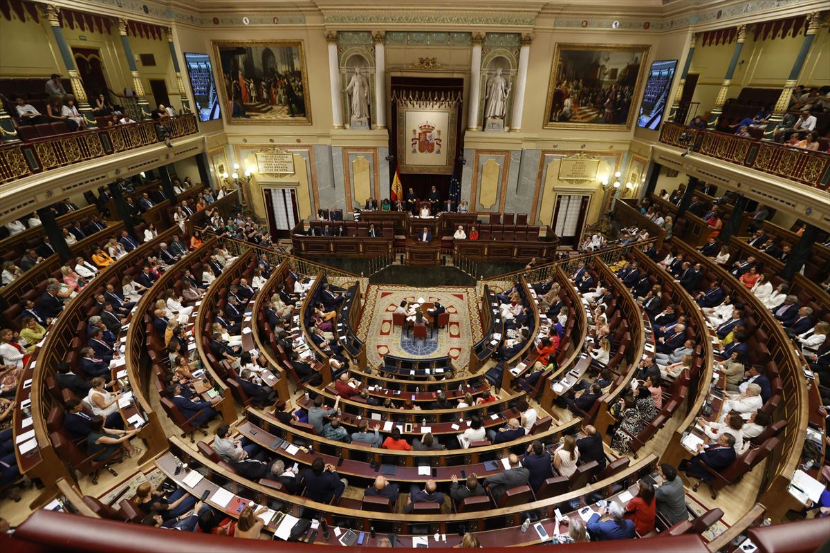 El hemiciclo del Congreso, este jueves, durante la sesión constitutiva de las Cortes. Foto: EFE