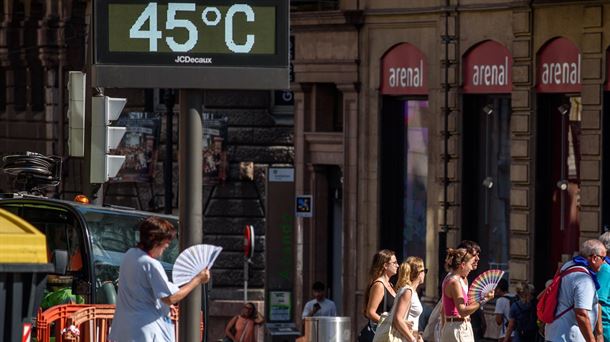 Un termómetro en Bilbao, en un día caluroso. 