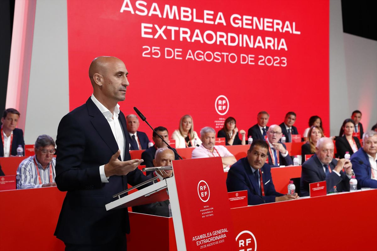 Luis Rubiales, en la asamblea de la Federación del pasado viernes. Foto: EFE