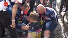 Caída de Evenepoel en meta en la tercera etapa de la Vuelta a España