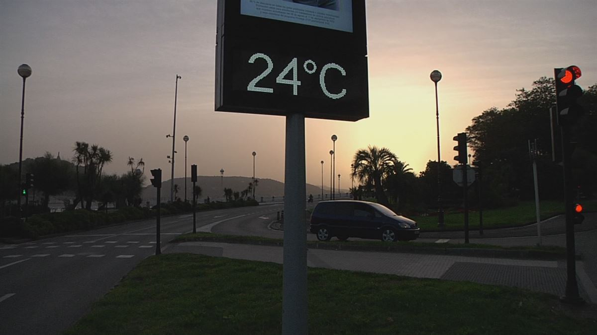 Termometro en San Sebastián. Imagen obtenida de un vídeo de EITB Media.