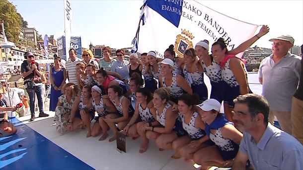 Arraun Lagunak eta Urdaibai, 2023ko Kontxako Banderako irabazleak. Argazkia: EITB Media
