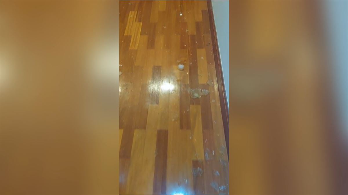 Desperfectos causados por el granizo en una vivienda de Dima
