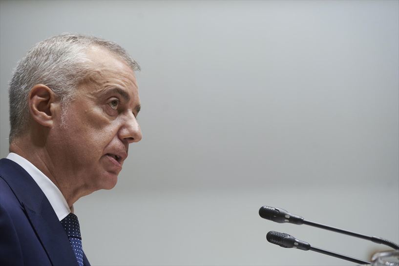 El lehendakari Iñigo Urkullu durante su intervención. Foto: Eusko Legebiltzarra