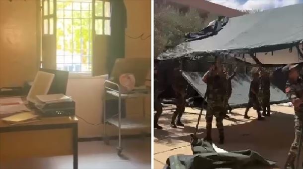 Los soldados montan jaimas que serán las nuevas aulas para los niños de Marruecos