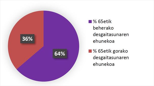 % 65etik beherako desgaitasuna duten pertsonak dira nagusi. 