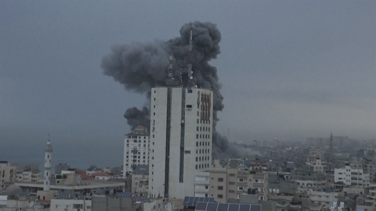 Bombardeo sobre Gaza. Imagen obtenida de un vídeo de Agencias.