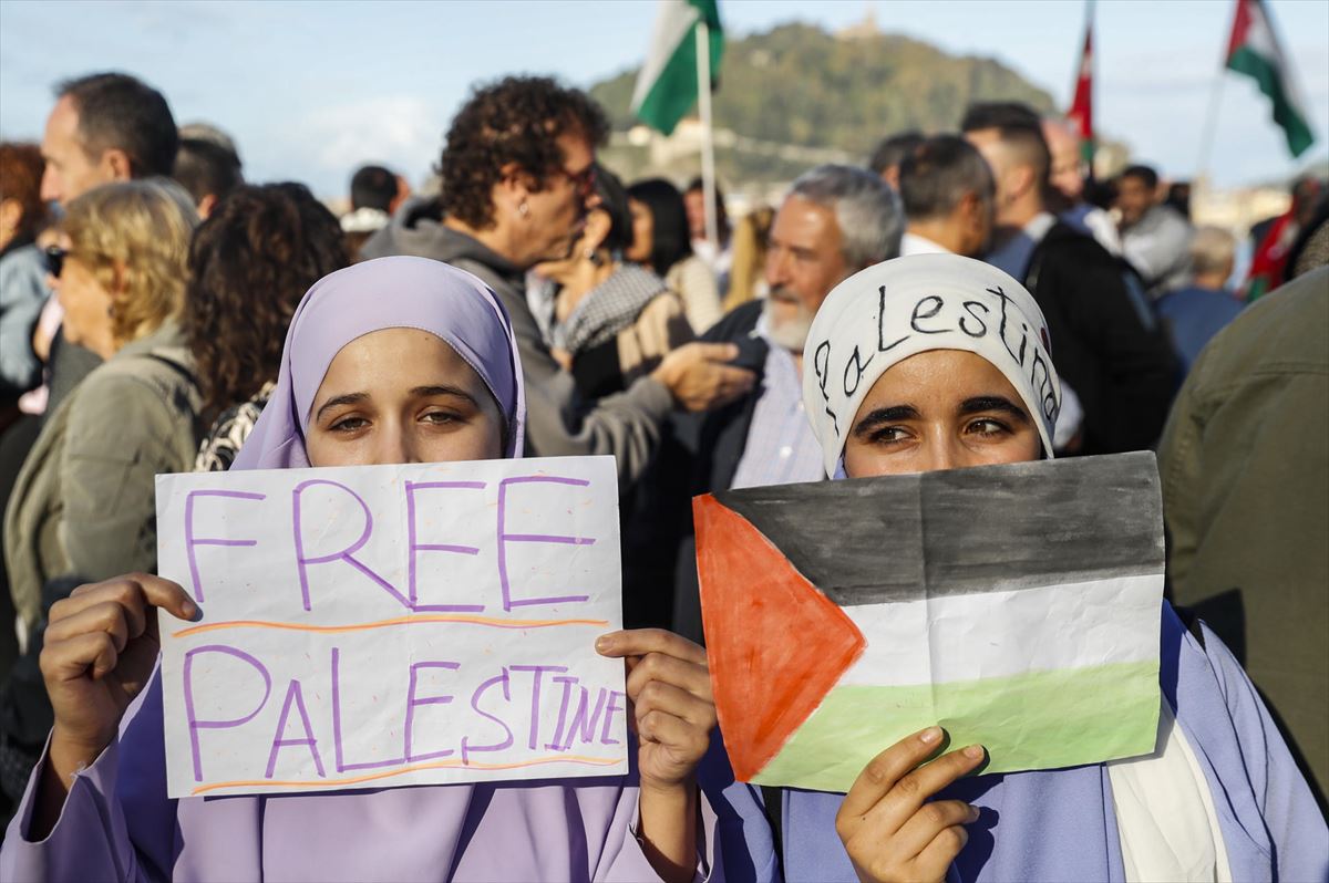 Manifestación a favor de Palestina en San Sebastián. Foto: EFE