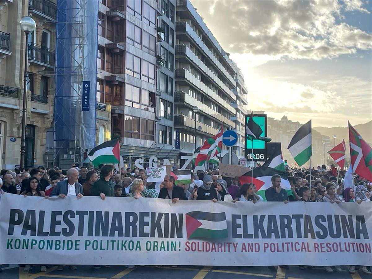 Manifestación a favor de Palestina en San Sebastián. Foto: EITB