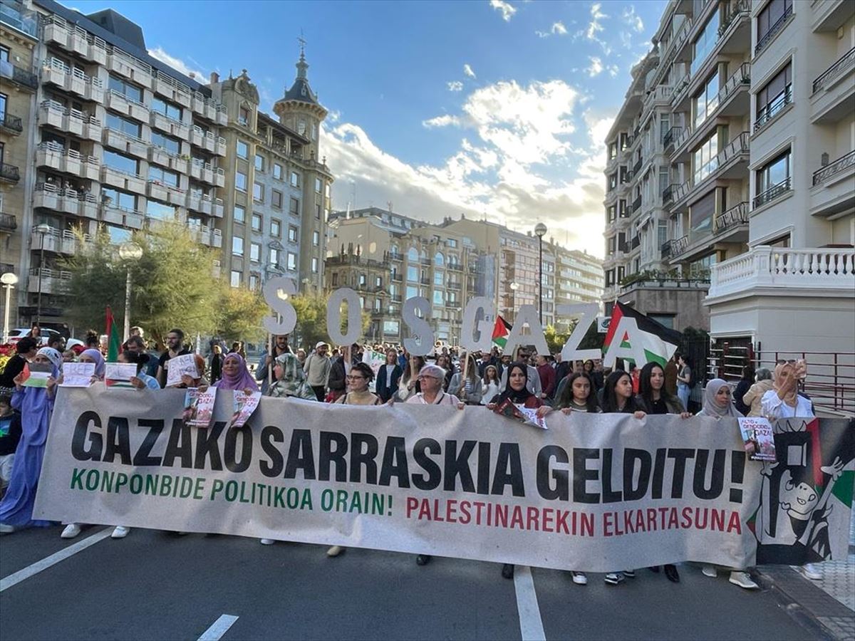 Palestinaren aldeko manifestazioa Donostian. Argazkia: EITB Media