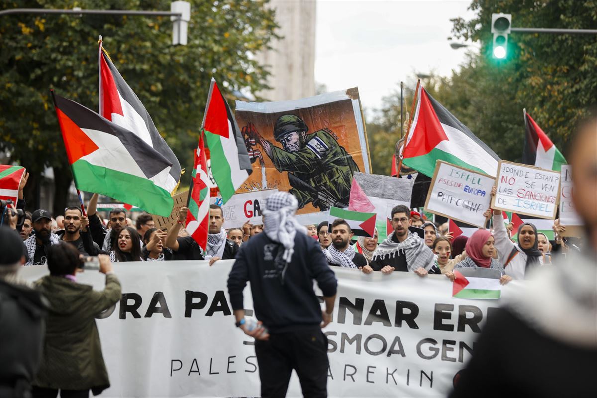 Palestinaren aldeko manifestazioa Bilbon