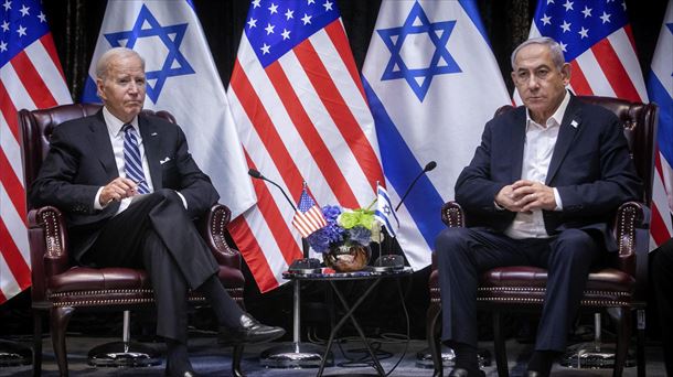 Biden eta Netanyahu aurreko asteburuan bildu zireneko argazkia. EFE