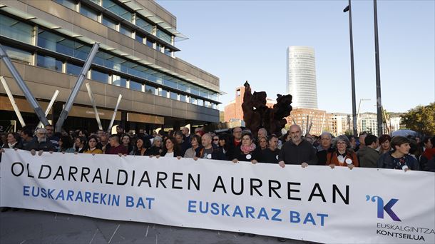 Una imagen de la manifestación de este sábado en Bilbao