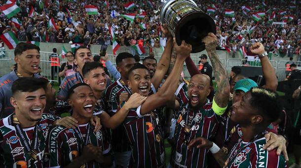 Jugadores del Fluminense, con la Copa libertadores 2023