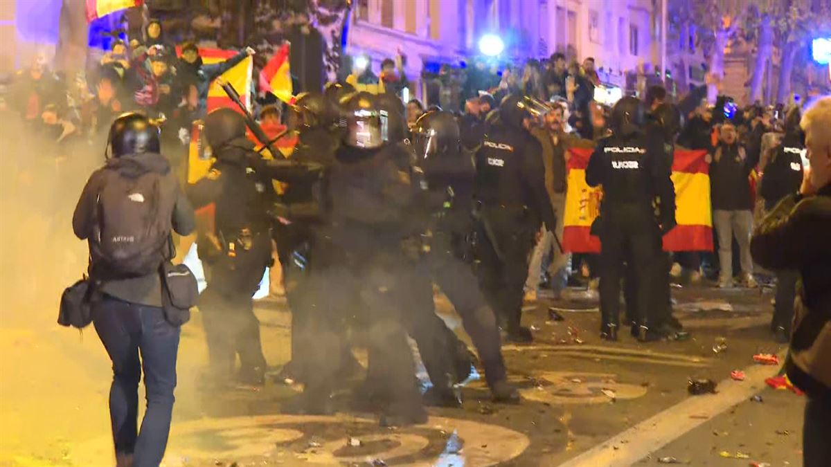 Disturbios y cargas policiales en Madrid. Imagen: EITB