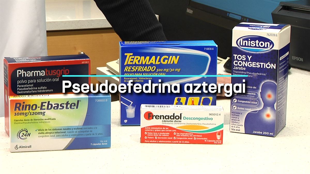 Gripearen aurka erabiltzen den pseudoefedrina sustantziaren aztertzen. Irudia: EITB Media.