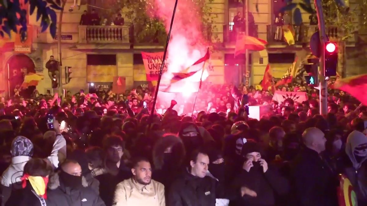 Protesta en Madrid. Imagen obtenida de un vídeo de Agencias.