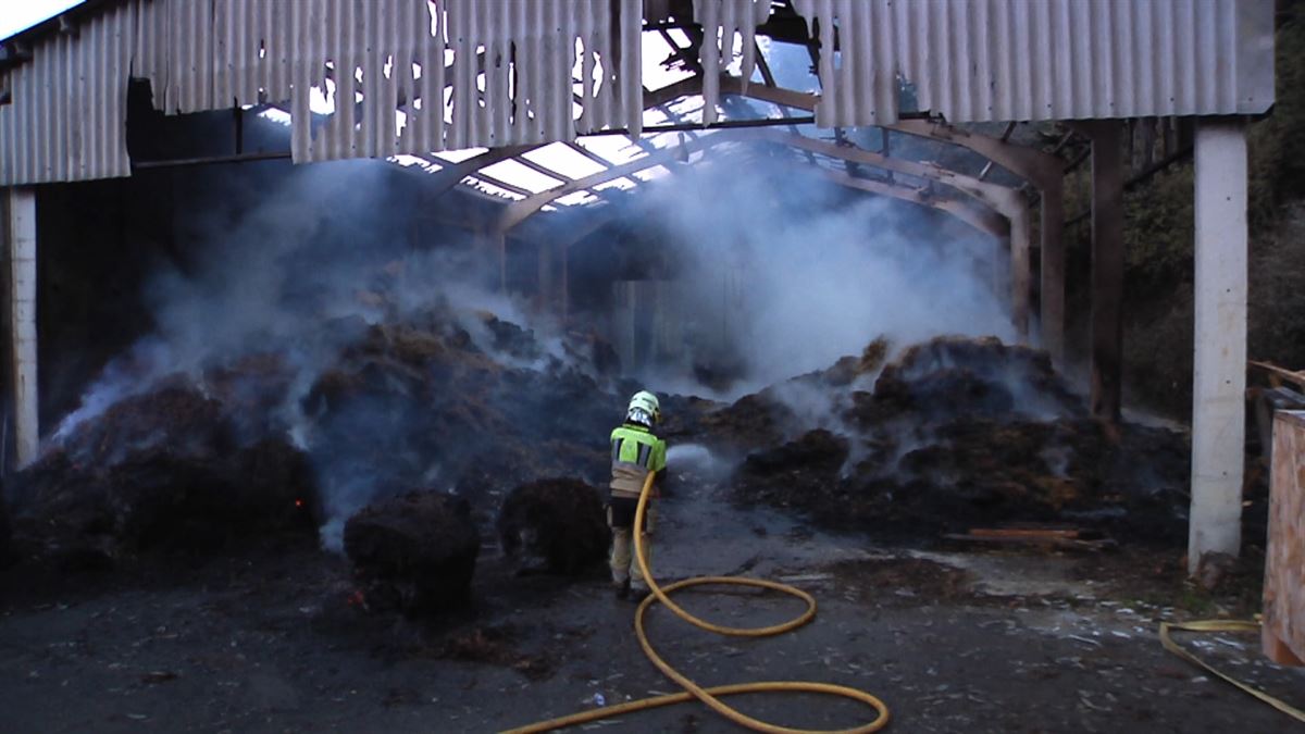 Incendio en Belauntza. Imagen obtenida de un vídeo de EITB Media.