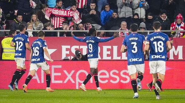 Iñaki Williams celebra el gol que ha hecho en Girona, en la imagen. Foto: EFE.