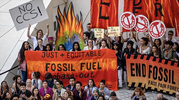 Protesta en la COP28 de Dubai.